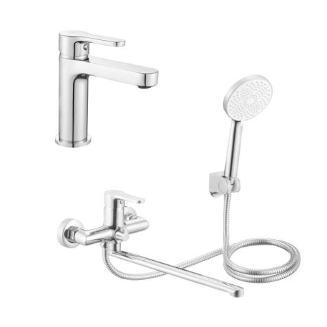 Акційний набір Lidz: Astra 001F Змішувач для раковини LDAST001FCRM48085 + Astra 005 Змішувач для ванни з поворотним виливом