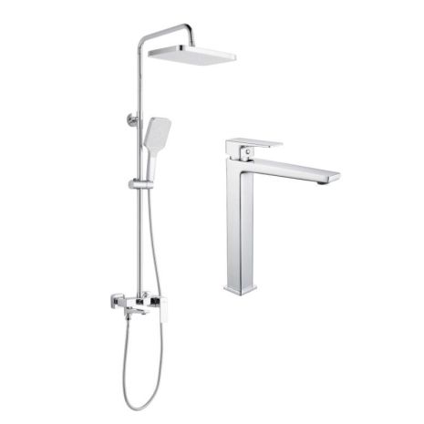 Акційний набір Lidz: Orion 001FH Змішувач латунний для раковини високий + Orion 1030 Душова система універсальна на три