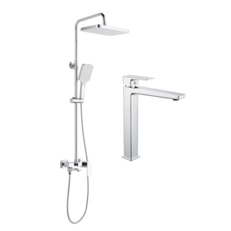 Акційний набір Lidz: Orion 001FH Змішувач латунний для раковини високий + Orion 1030 Душова система універсальна на три