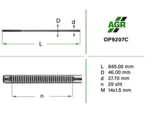 Шток рульової рейки ПК, новий, Nissan Interstar, Opel Movano, Renault Master II Поршень 45.2мм, AGR (OP9207C)
