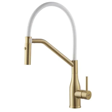 Смеситель для кухни Koer KI-70026-12 с белым силиконовым изливом