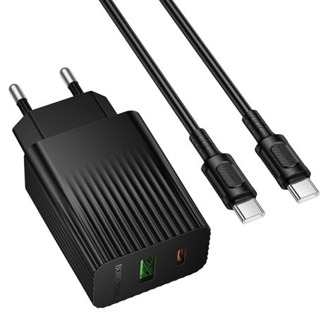 Сетевое Зарядное Устройство Borofone BAS76A 1USB-C/1USB PD/QC 30W+Type-C to Type-C Черный