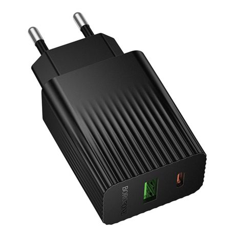 Мережевий Зарядний пристрій Borofone BAS74A 1USB-C/1USB PD/QC 20W Чорний