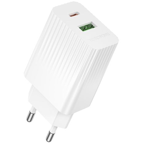 Сетевое Зарядное Устройство Borofone BAS76A 1USB-C/1USB PD/QC 30W Белый Сетевое Зарядное Устройство Borofone BAS76A 1USB-C/1USB PD/QC 30W Белый