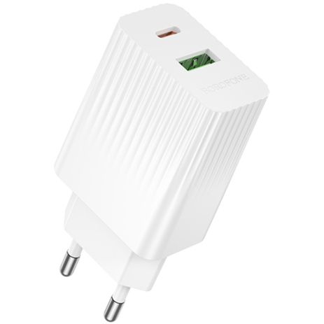 Сетевое Зарядное Устройство Borofone BAS76A 1USB-C/1USB PD/QC 30W Белый Сетевое Зарядное Устройство Borofone BAS76A 1USB-C/1USB PD/QC 30W Белый