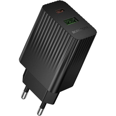 Сетевое Зарядное Устройство Borofone BAS76A 1USB-C/1USB PD/QC 30W Черный Сетевое Зарядное Устройство Borofone BAS76A 1USB-C/1USB PD/QC 30W Черный