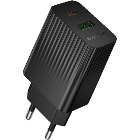 Мережевий Зарядний пристрій Borofone BAS76A 1USB-C/1USB PD/QC 30W Чорний Мережевий Зарядний пристрій Borofone BAS76A 1USB-C/1USB PD/QC 30W Чорний