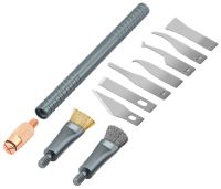 Щітка двостороння TELIJIA TE-157 / з цангою та набором насадок / для ремонту плат