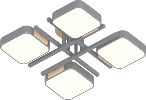 Люстра INTEREES IS XI3358-4 GREY+WOOD