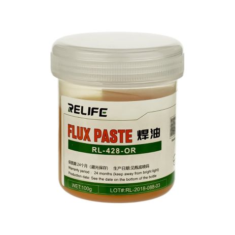 Флюс-паста Relife RL-428-OR 100 гр, активна, діелектрична, без вмісту галогенів