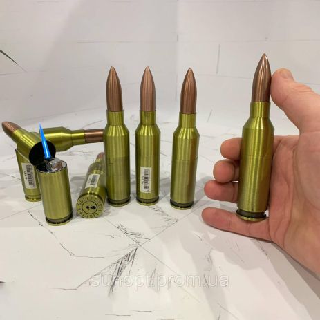 Зажигалка турбо газовая металлическая "Патрон" 14 см