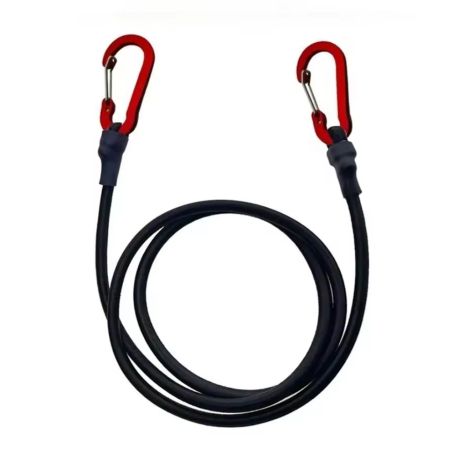 Ремень Банджи 30cm (2 карабина из алюминиевого сплава 50x26mm, трос из эластичного латекса в обмотке 8x250mm) универсальный, Black-red