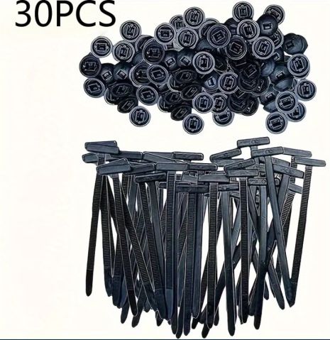 Нейлоновые самоблокирующиеся стяжки с фиксатором "замок+шпилька" 30 шт
