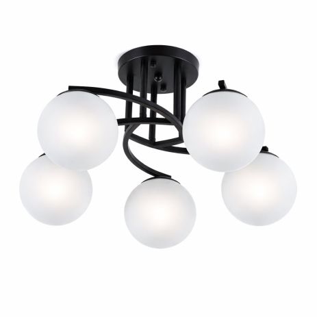 Люстра потолочная лофт VALESO 5183-5 на 5 плафонов для гостиной спальни кухни металл стекло черный 5183-5