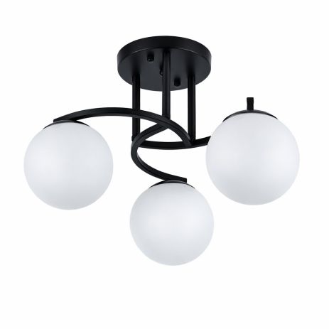 Люстра потолочная лофт VALESO 5183-3 на 3 плафона для гостиной спальни кухни металл стекло черный 5183-3