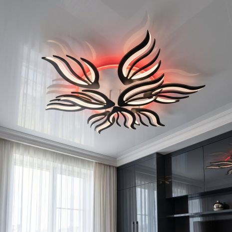 Люстра в гостиную Diasha 145W до 20 м² Черная 2527/6+3BK 3col dim