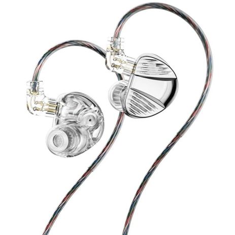 Навушники TRN V10 PRO 2DD+2BA з покращеною конструкцією змінного кабелю (сріблясті, без мікрофона)