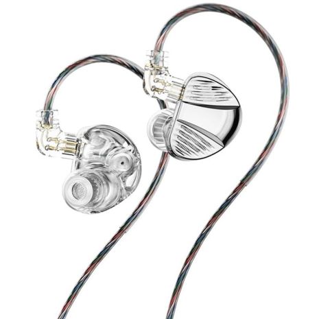 Наушники TRN V10 PRO 2DD+2BA с улучшенной конструкцией сменного кабеля (серебристые, без микрофона)