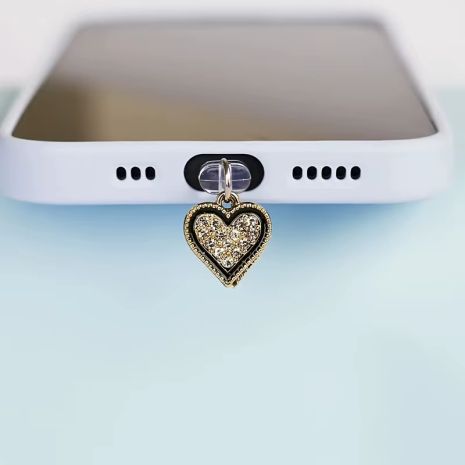 Пилозахисна заглушка Серце для телефону в Type-C Порт 3D-прикраса у вигляді кришталевого сердечка