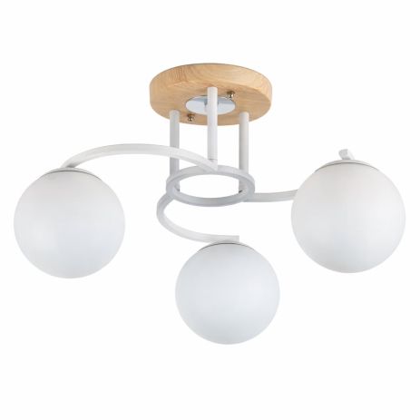 Стельова люстра VALESO 5186-3, 3 плафони, метал + скло, білий, E27, 60W