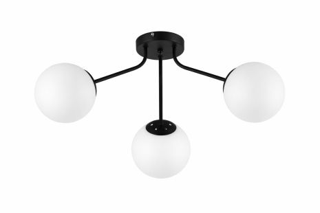 Стельова люстра VALESO 5182-3, 3 плафони, метал + скло, чорний, E27, 60W