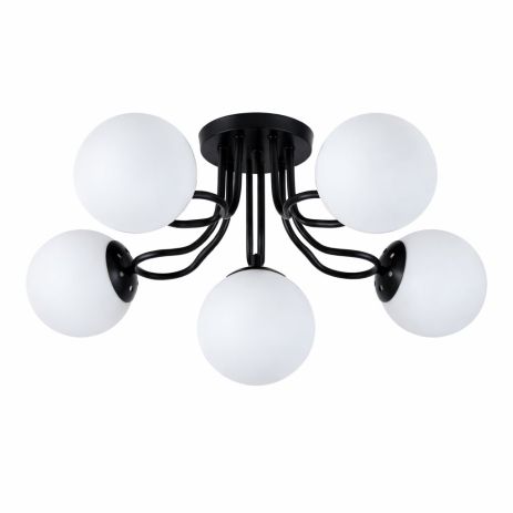 Стельова люстра VALESO DN16-6, 6 плафонів, метал + скло, чорний, E27, 60W