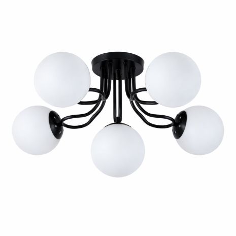 Стельова люстра VALESO DN16-6, 6 плафонів, метал + скло, чорний, E27, 60W