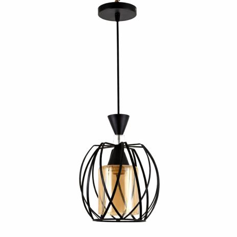 Підвісний світильник VALESO QM009-1, метал, чорний, E27, 60W
