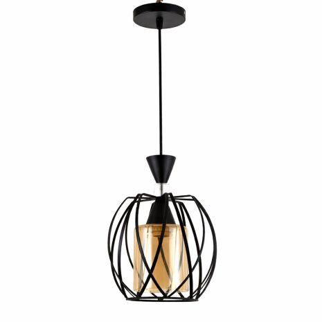 Підвісний світильник VALESO QM009-1, метал, чорний, E27, 60W