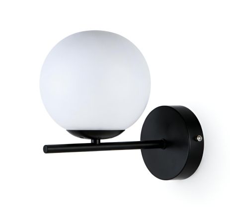 Бра настінне VALESO 5179-1, 1 плафон, метал + скло, чорний, E27, 60W