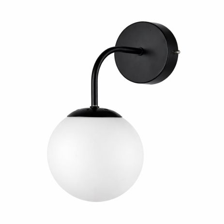 Бра настінне VALESO 5182-1, 1 плафон, метал + скло, чорний, E27, 60W