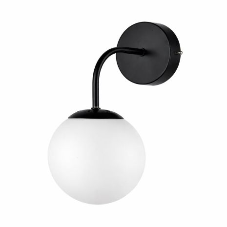 Бра настінне VALESO 5182-1, 1 плафон, метал + скло, чорний, E27, 60W