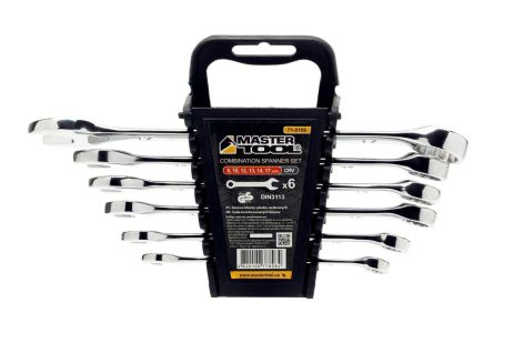Ключі комбіновані набір 6 шт (8, 10, 12, 13, 14, 17 мм) 31CRV3 SATIN FINISH DIN3113 MASTERTOOL 71-2106