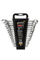Набір комбінованих ключів 15 шт (6-19, 22 мм) CrV SATIN FINISH DIN3113 MASTERTOOL 71-2115