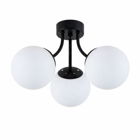 Потолочная люстра VALESO DN19-3, 3 плафона, металл + стекло, чёрный, E27, 60W
