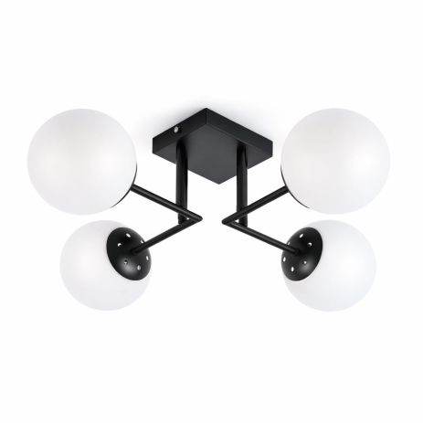 Потолочная люстра VALESO DN06-4, 4 плафона, металл + стекло, чёрный, E27, 60W