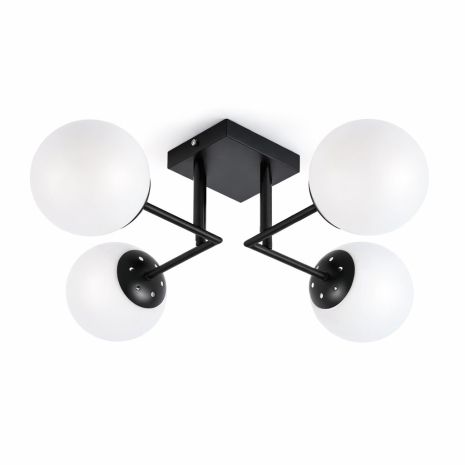 Потолочная люстра VALESO DN06-4, 4 плафона, металл + стекло, чёрный, E27, 60W