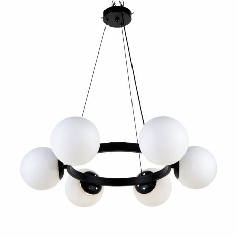 Стельова люстра VALESO DN03-6, 6 плафонів, метал + скло, чорний, G9, 60W