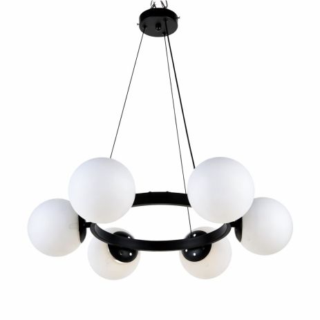 Стельова люстра VALESO DN03-6, 6 плафонів, метал + скло, чорний, G9, 60W