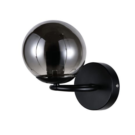 Бра настінне VALESO 5176-1, 1 плафон, метал + скло, чорний, E27, 60W