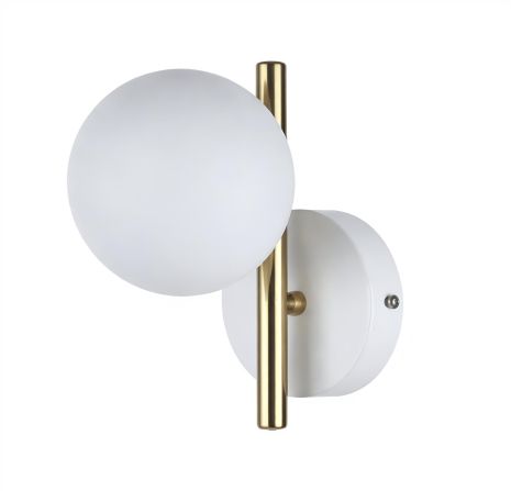 Бра настінне VALESO 5175-1, 1 плафон, метал + скло, білий + мідь, E27, 60W