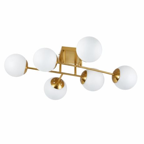 Стельова люстра VALESO DN05-6, 6 плафонів, метал + скло, мідь, E27, 60W