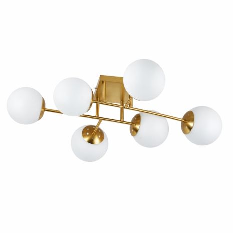 Стельова люстра VALESO DN05-6, 6 плафонів, метал + скло, мідь, E27, 60W