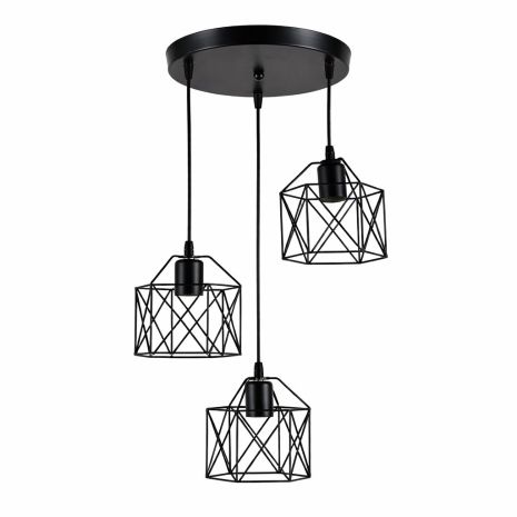 Стельова люстра VALESO CD502-3, 3 плафони, метал, чорний, E27, 60W