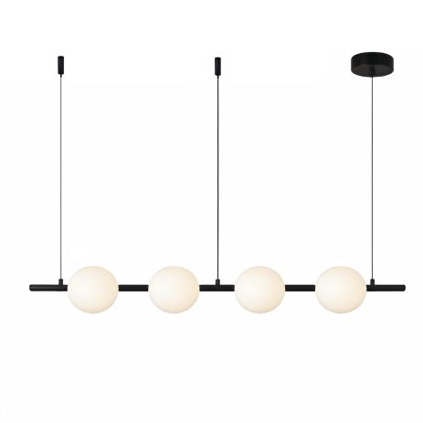 Стельова LED люстра VALESO G5105-4, метал + акрил, чорний, 64W, 4000Lm, CCT