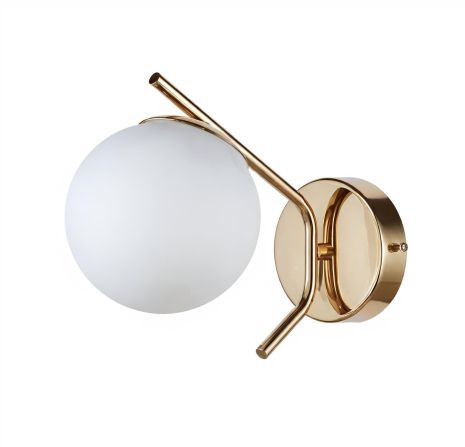 Бра настінне VALESO 515-1, 1 плафон, метал + скло, золото, E27, 60W