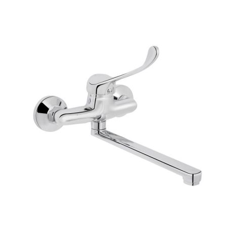 Змішувач для раковини ліктьовий Lidz Watt 009 настінний з поворотним виливом (k35) LDWAT009CRM34862 Chrome