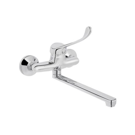Змішувач для раковини ліктьовий Lidz Watt 009 настінний з поворотним виливом (k35) LDWAT009CRM34862 Chrome