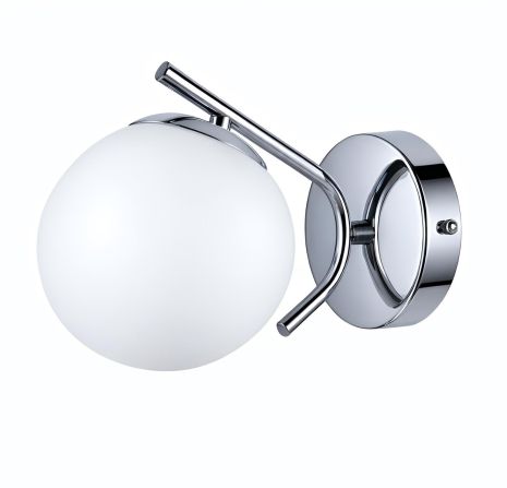 Бра настенное VALESO 516-1B, 1 плафон, металл + стекло, хром, E27, 60W