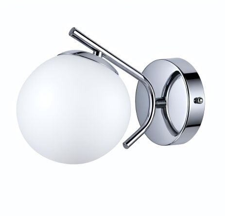 Бра настенное VALESO 516-1B, 1 плафон, металл + стекло, хром, E27, 60W